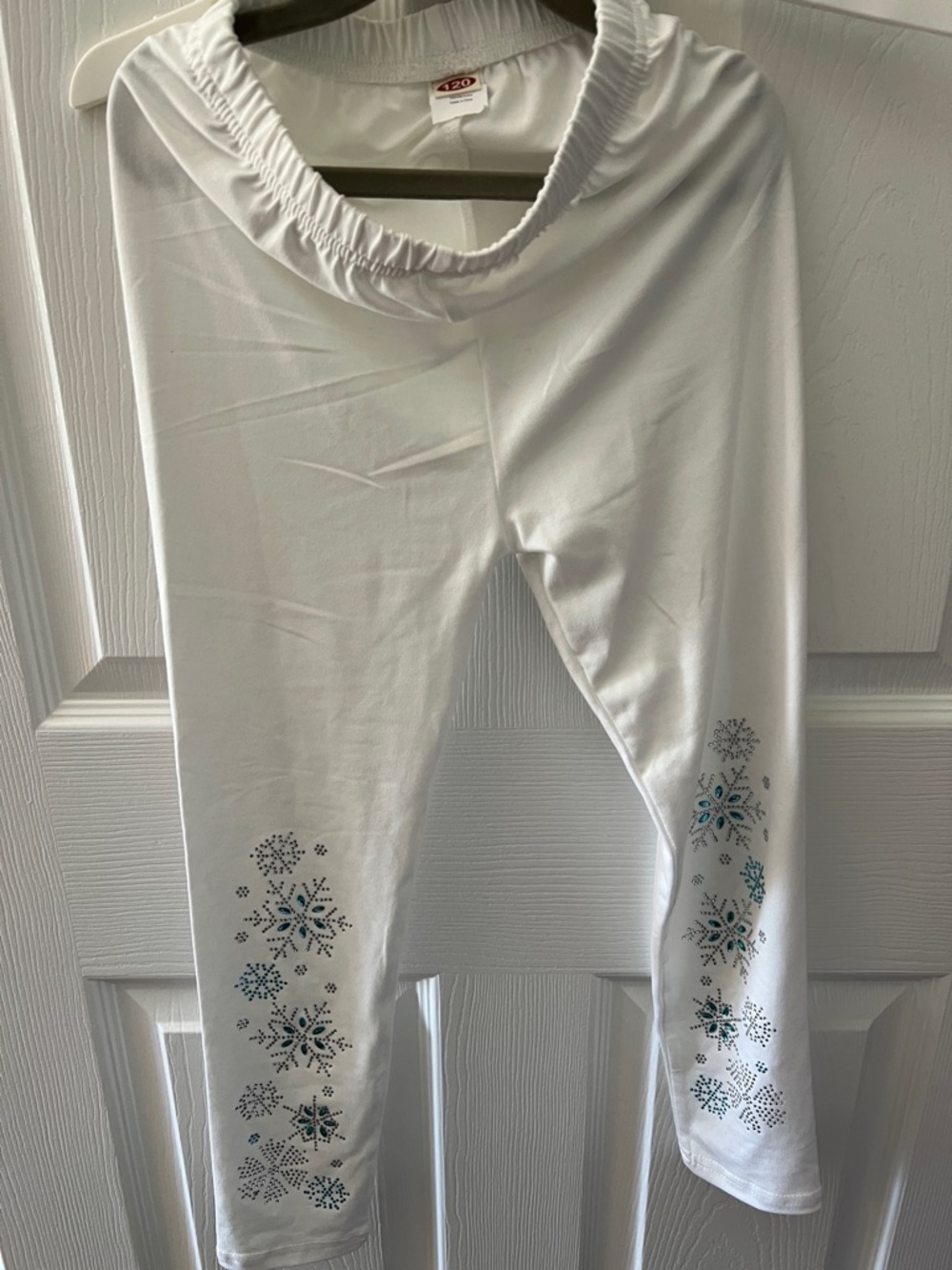 New White Girls Kids Snowflake Leggings Elsa Frozen size 6x